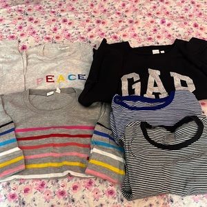 GAP BUNDLE 3 MEDIUM SWEATERS 2 LAEGE SHIRTS